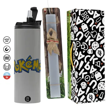 Pokemon, Easter candle with Grey Tumbler Thermo 600ml & aromatic flat candle (30cm) (GREY)