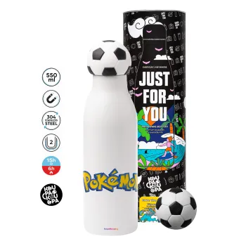 Pokemon, Μπάλα ποδοσφαίρου μεταλλικό παγούρι θερμός, διπλού τοιχώματος, 550ml
