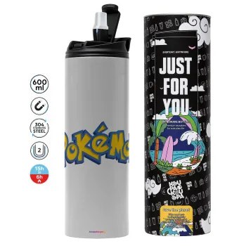 Pokemon, Tumbler stainless steel GREY 600ml