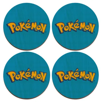 Pokemon, ΣΕΤ x4 Σουβέρ ξύλινα στρογγυλά plywood (9cm)