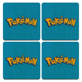 Pokemon, ΣΕΤ x4 Σουβέρ ξύλινα τετράγωνα plywood (9cm)