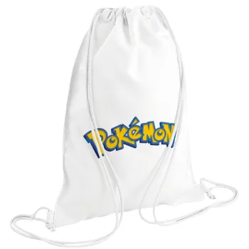 Pokemon, Τσάντα πλάτης πουγκί GYMBAG λευκή (28x40cm)