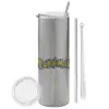 Tumbler stainless steel Silver 600ml, with metal straw & cleaning brush