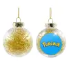Transparent Christmas tree ball ornament with gold filling 8cm