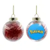 Transparent Christmas tree ball ornament with red filling 8cm