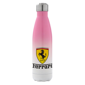 Ferrari S.p.A., Μεταλλικό παγούρι θερμός Ροζ/Λευκό (Stainless steel), διπλού τοιχώματος, 500ml
