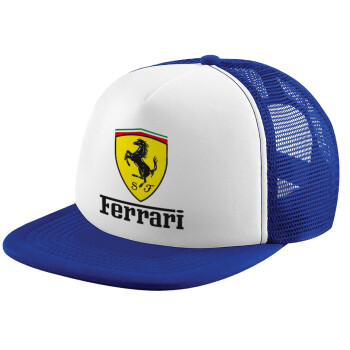 Ferrari S.p.A., Καπέλο Ενηλίκων Soft Trucker με Δίχτυ Blue/White (POLYESTER, ΕΝΗΛΙΚΩΝ, UNISEX, ONE SIZE)