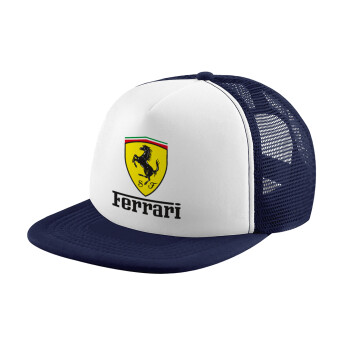 Ferrari S.p.A., Καπέλο Ενηλίκων Soft Trucker με Δίχτυ Dark Blue/White (POLYESTER, ΕΝΗΛΙΚΩΝ, UNISEX, ONE SIZE)