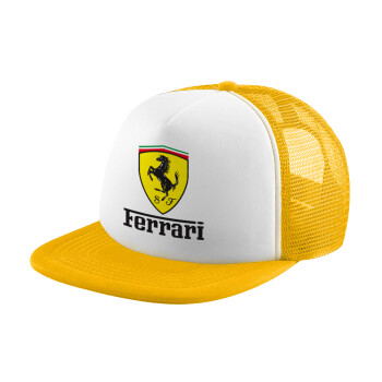 Ferrari S.p.A., Καπέλο Ενηλίκων Soft Trucker με Δίχτυ Κίτρινο/White (POLYESTER, ΕΝΗΛΙΚΩΝ, UNISEX, ONE SIZE)