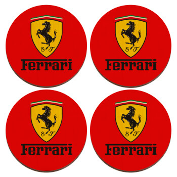Ferrari S.p.A., ΣΕΤ x4 Σουβέρ ξύλινα στρογγυλά plywood (9cm)