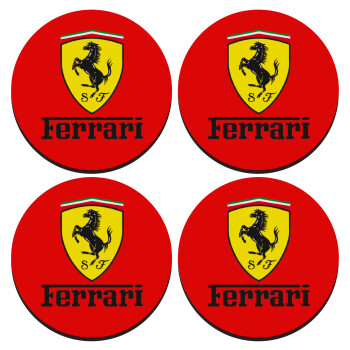 Ferrari S.p.A., ΣΕΤ 4 Σουβέρ ξύλινα στρογγυλά (9cm)
