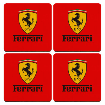 Ferrari S.p.A., ΣΕΤ x4 Σουβέρ ξύλινα τετράγωνα plywood (9cm)