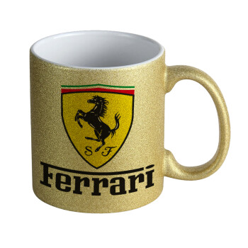 Ferrari S.p.A., Κούπα Χρυσή Glitter που γυαλίζει, κεραμική, 330ml