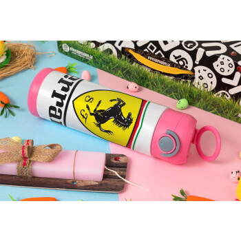Ferrari S.p.A., Easter candle, Childrens hot water bottle, stainless steel, with safety straw, PINK (500ml)