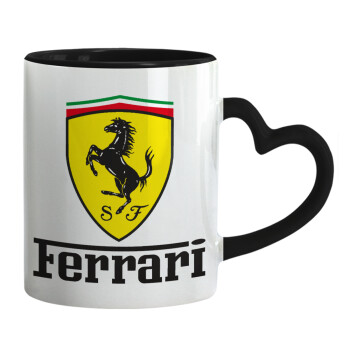 Ferrari S.p.A., Κούπα καρδιά χερούλι μαύρη, κεραμική, 330ml