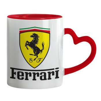 Ferrari S.p.A., Κούπα καρδιά χερούλι κόκκινη, κεραμική, 330ml
