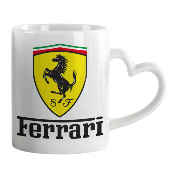 Ferrari S.p.A., Κούπα καρδιά χερούλι λευκή, κεραμική, 330ml