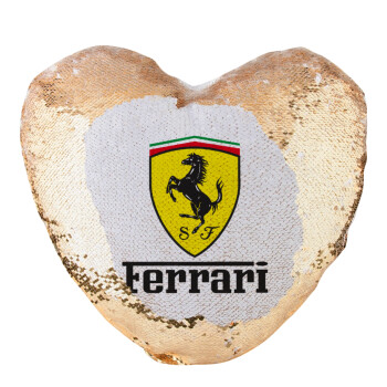 Ferrari S.p.A., Μαξιλάρι καναπέ καρδιά Μαγικό Χρυσό με πούλιες 40x40cm περιέχεται το  γέμισμα
