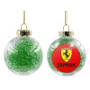 Transparent Christmas tree ball ornament with green filling 8cm