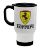 Ferrari S.p.A., Κούπα ταξιδιού ανοξείδωτη με καπάκι, διπλού τοιχώματος (θερμό) λευκή 450ml