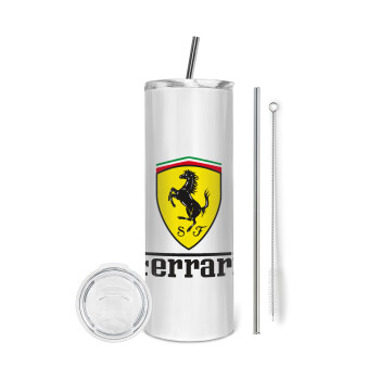 Ferrari S.p.A., Eco friendly stainless steel tumbler 600ml, with metal straw & cleaning brush