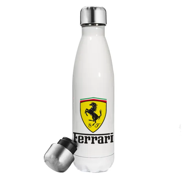 Ferrari S.p.A. — Μεταλλικό παγούρι θερμός Λευκό (Stainless steel), διπλού τοιχώματος, 500ml