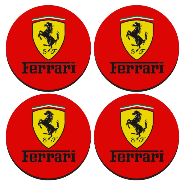 Ferrari S.p.A. — ΣΕΤ 4 Σουβέρ ξύλινα στρογγυλά (9cm)