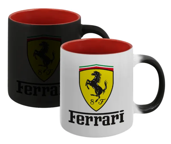 Ferrari S.p.A. — Κούπα Μαγική εσωτερικό κόκκινο, κεραμική, 330ml που αλλάζει χρώμα με το ζεστό ρόφημα