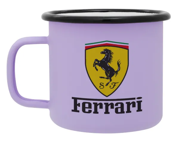 Ferrari S.p.A. — Metal enamel mug, matte light pastel purple, 360ml