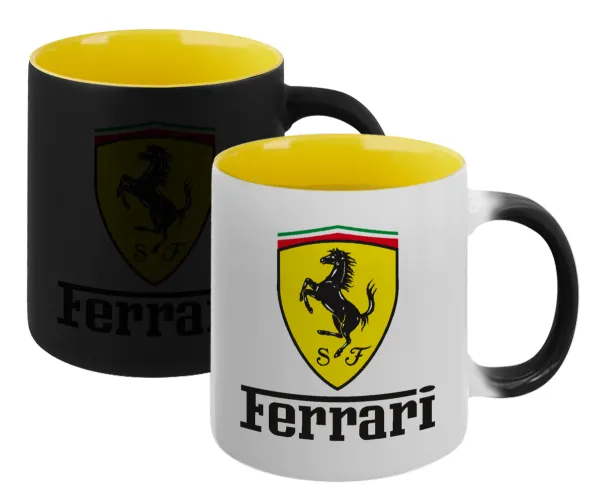 Ferrari S.p.A. — Magic mug with yellow interior, ceramic, 330ml, changes colour with hot drinks