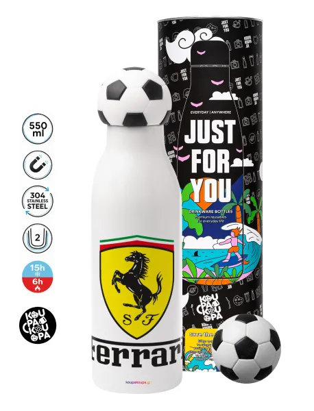 Ferrari S.p.A. — Μπάλα ποδοσφαίρου μεταλλικό παγούρι θερμός, διπλού τοιχώματος, 550ml