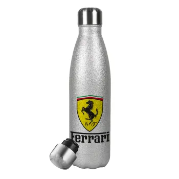 Ferrari S.p.A., Metallic Glitter Silver Thermos Flask (Stainless steel), double-walled, 500ml