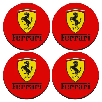 Ferrari S.p.A., ΣΕΤ 4 Σουβέρ ξύλινα στρογγυλά (9cm)