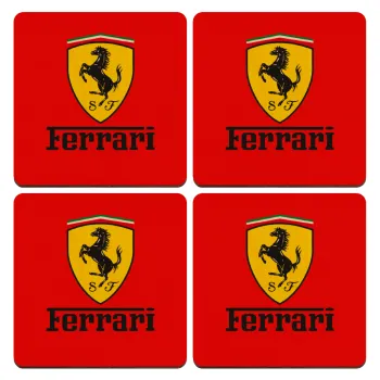 Ferrari S.p.A., ΣΕΤ x4 Σουβέρ ξύλινα τετράγωνα plywood (9cm)