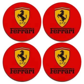 Ferrari S.p.A., ΣΕΤ x4 Σουβέρ ξύλινα στρογγυλά plywood (9cm)