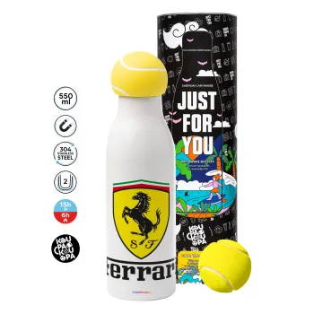 Ferrari S.p.A., Μπάλα τένις μεταλλικό παγούρι θερμός, διπλού τοιχώματος, 550ml