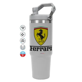 Ferrari S.p.A., GREY color, 890ml (30oz) stainless Steel Tumbler with Handle