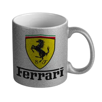 Ferrari S.p.A., Κούπα Ασημένια Glitter που γυαλίζει, κεραμική, 330ml