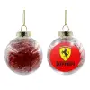 Transparent Christmas tree ball ornament with red filling 8cm