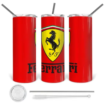 Ferrari S.p.A., Tumbler stainless steel 600ml, with metal straw & cleaning brush