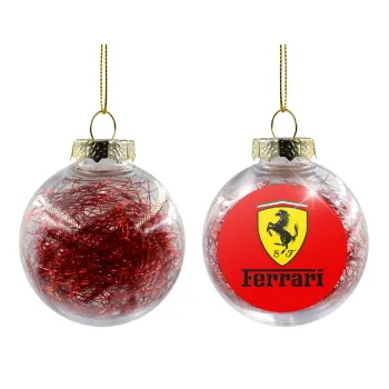 Ferrari S.p.A., Transparent Christmas tree ball ornament with red filling 8cm