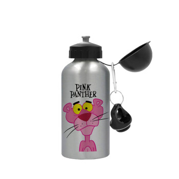 Pink Panther cartoon, Μεταλλικό παγούρι νερού, Ασημένιο, αλουμινίου 500ml