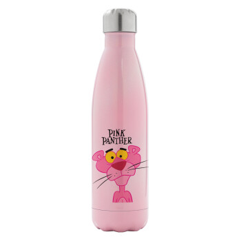 Pink Panther cartoon, Metal mug thermos Pink Iridiscent (Stainless steel), double wall, 500ml