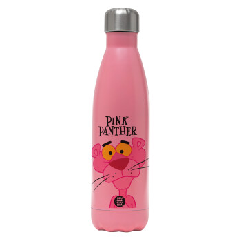 Pink Panther cartoon, Metal mug thermos Pink Mat (Stainless steel), double wall, 500ml