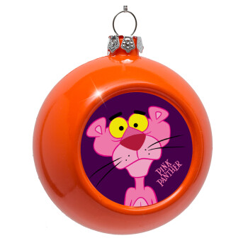 Pink Panther cartoon, Orange Christmas tree ornament bauble 8cm