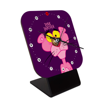Pink Panther cartoon, Επιτραπέζιο ρολόι ξύλινο με δείκτες (10cm)