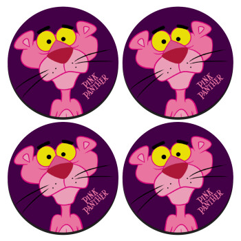 Pink Panther cartoon, ΣΕΤ 4 Σουβέρ ξύλινα στρογγυλά (9cm)