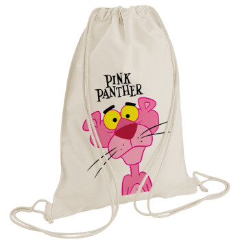 Pink Panther cartoon, Τσάντα πλάτης πουγκί GYMBAG natural (28x40cm)