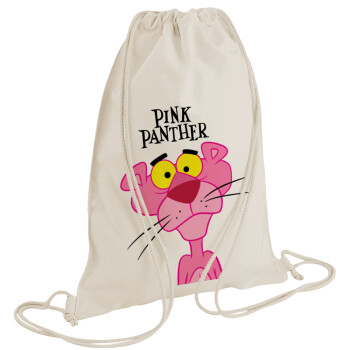 Pink Panther cartoon, Backpack bag GYMBAG natural (28x40cm)