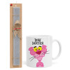 Pink Panther cartoon, Πασχαλινό Σετ, Κούπα κεραμική (330ml) & πασχαλινή λαμπάδα αρωματική πλακέ (30cm) (ΓΚΡΙ)